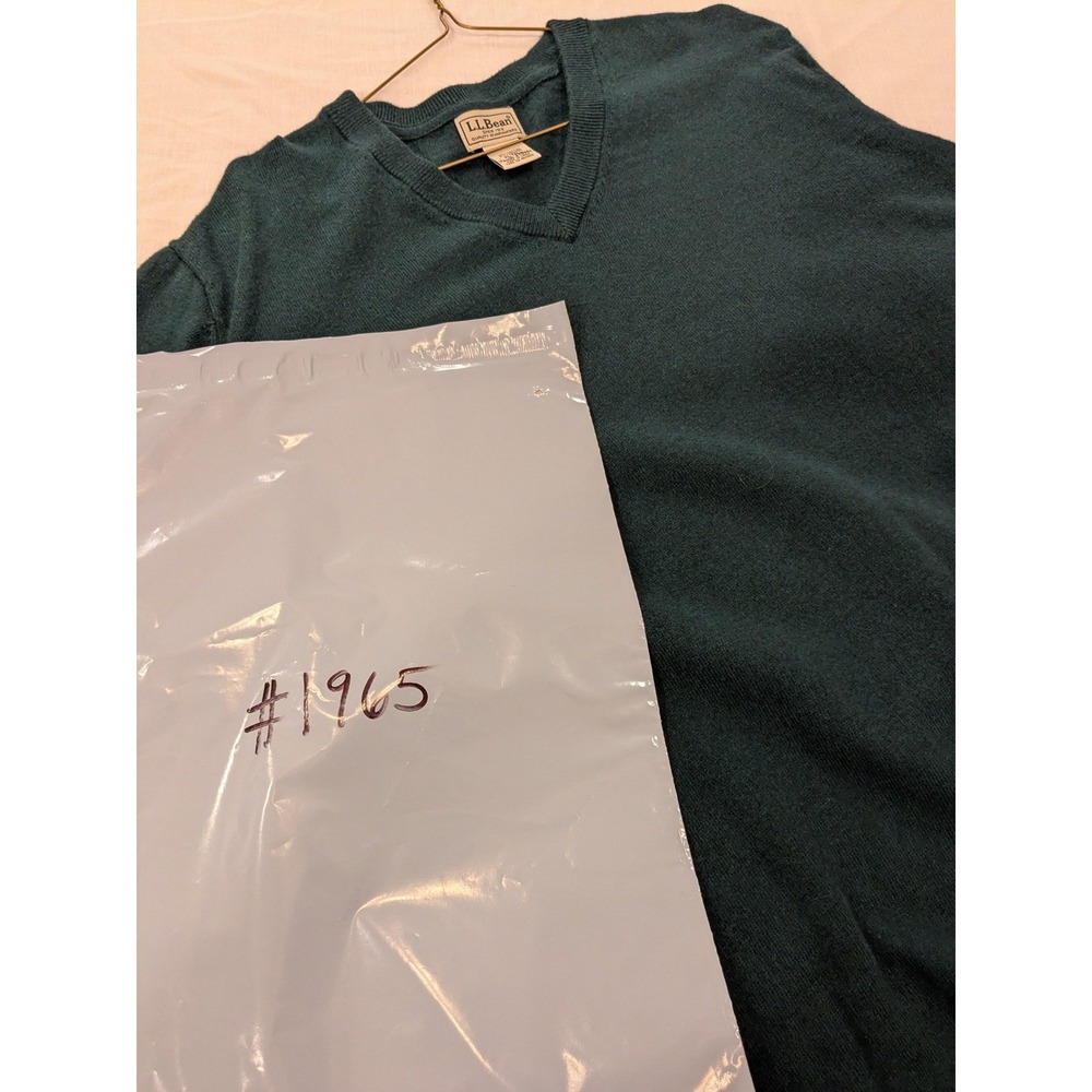 L.L.Bean Sweater Mens XL Tall Teal Green V Neck Cotton Cashmere Blend Pullover - Picture 14 of 14